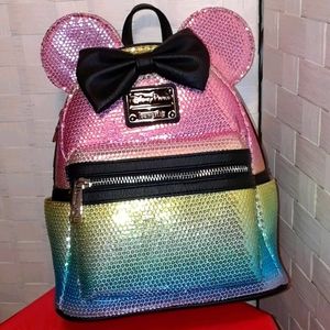 Disney Loungefly Minnie Rainbow Backpack